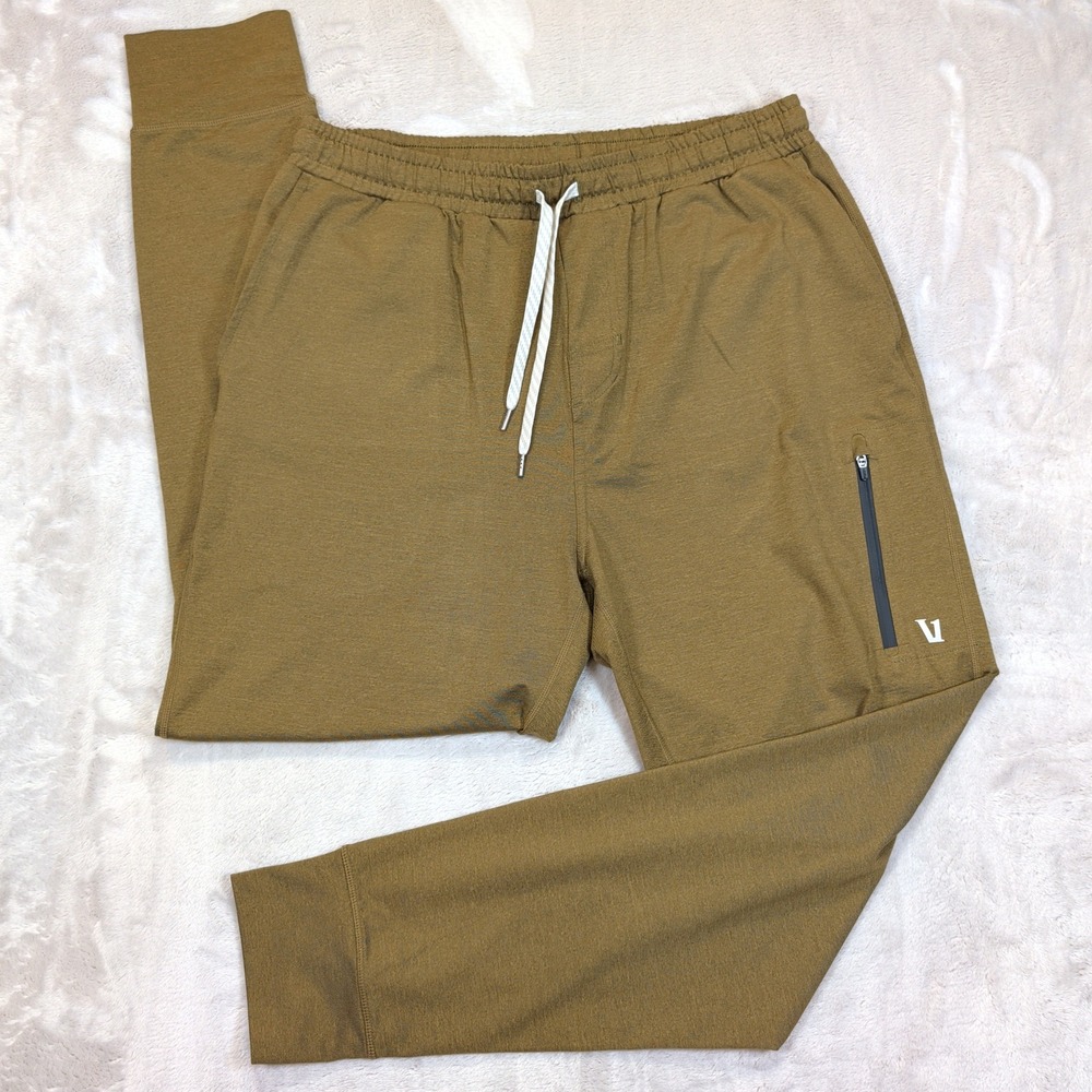 Vuori Sunday Performance Jogger Men L Brown Zipper Pockets Athletic Gym Training